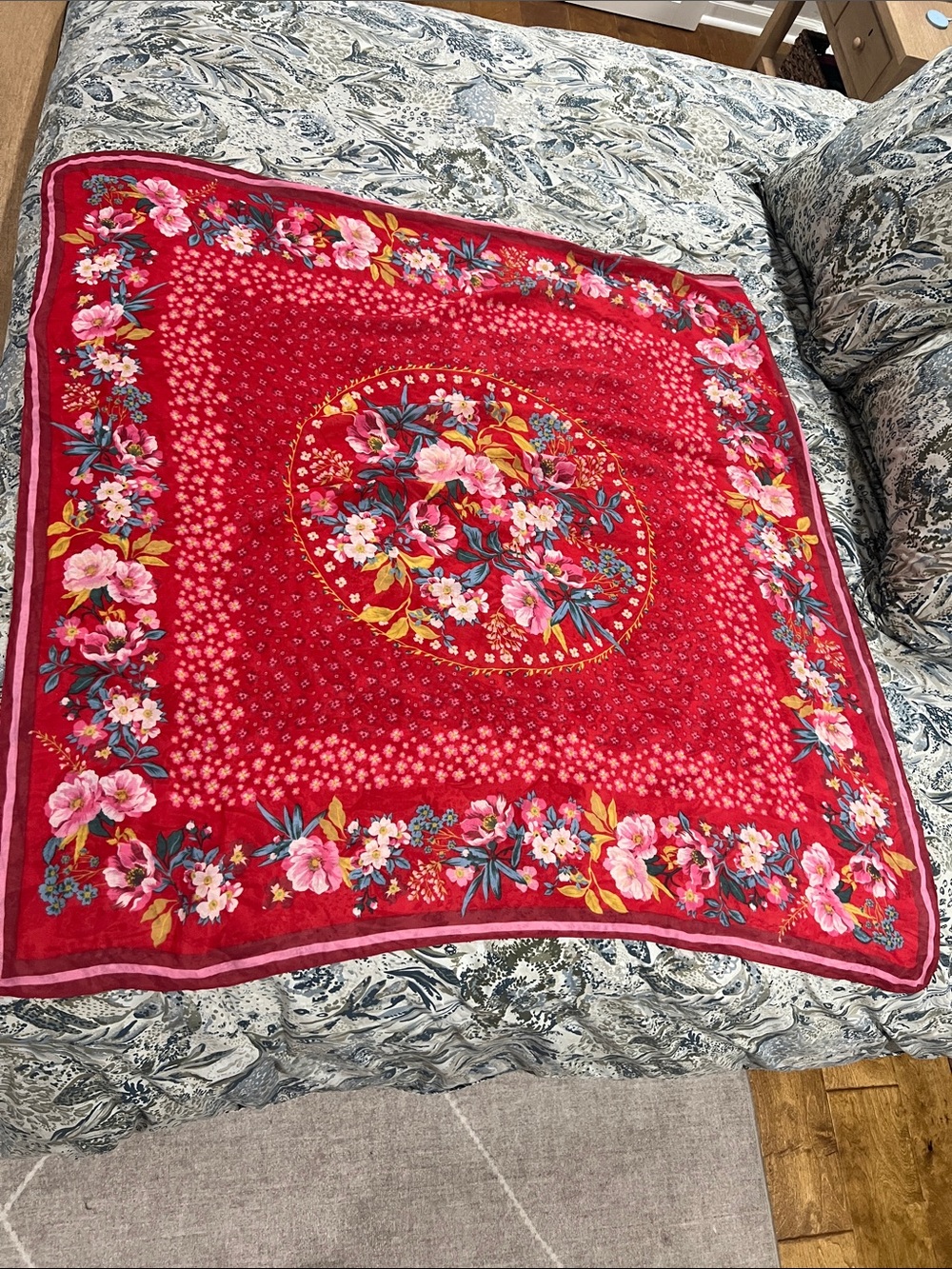 Red Floral Neck Scarf
